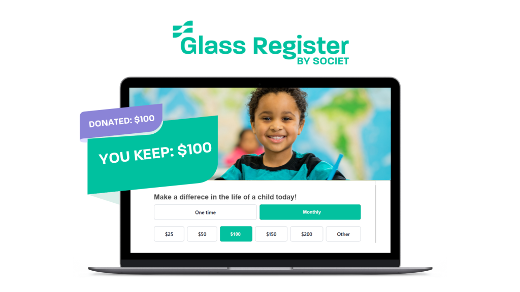 Glass Register Donate Button